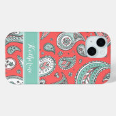 Koraal Bohemian Paisley Custom Monogram Case-Mate iPhone Case (Achterkant (horizontaal))