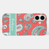 Koraal Bohemian Paisley Custom Monogram Case-Mate iPhone Case (Achterkant (horizontaal))