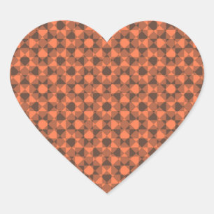 Koraal Bruin Geruit Ruit Plaid Patroon Hart Sticker
