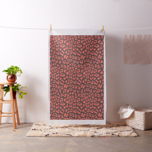 Koraal Bruine Luipaardprint Stof