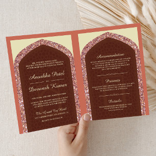 Koraal Bruine Roze Goud All in One Indiase Trouwda