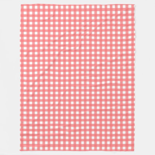  koraal Classy Gingham Pattern Fleece Deken (Voorkant)