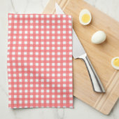 koraal Classy Gingham Pattern Theedoek (Quarter Fold)