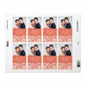 Koraal Damask Foto Bruiloft Labels (Full Sheet)