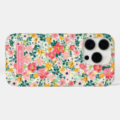 Koraal Ditsy Bloemen Monogram Case-Mate iPhone Case (Achterkant (horizontaal))