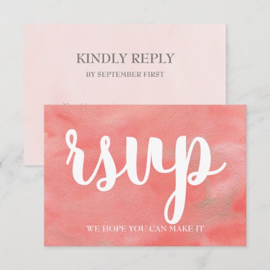 Koraal Dromen Waterverf Bruiloft RSVP Kaart (Voorkant / Achterkant)