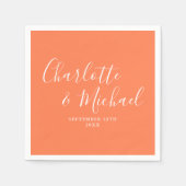 Koraal Elegant Handtekening Script Bruiloft Servet (Voorkant)