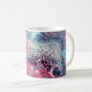 Koraal en Aqua Acryl Giet Kleurrijke Abstracte Cof Koffiemok