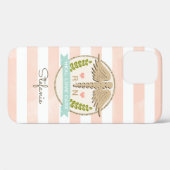 Koraal en Aqua Caduceus Nurse Case-Mate iPhone Case (Achterkant (horizontaal))