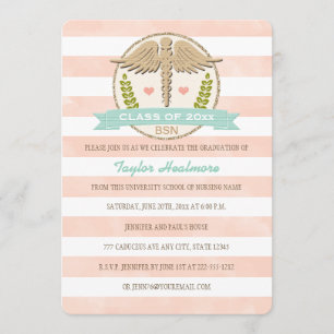 Koraal en Aqua Caduceus Nursing School Afstuderen Kaart