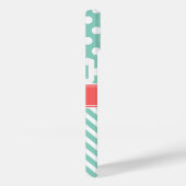Koraal en Aqua Polka Dot Chevron Monogram Case-Mate iPhone Case (Achterkant / Rechts)