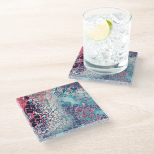 Koraal en asqua Acrylkleurig Abstract Glazen Onderzetter