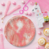 Koraal en beige splatter papieren bordje (Feest)