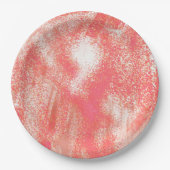 Koraal en beige splatter papieren bordje (Voorkant)