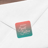 Koraal en Blauwgroen gradiënt zoet 16 Birthday Vierkante Sticker