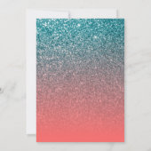 Koraal en Blauwgroen Ombre Glitter sparen de Datum Kaart (Achterkant)