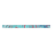 Koraal en Blauwgroen zwijn Grosgrain Lint (Voorkant)