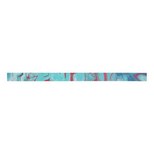 Koraal en Blauwgroen zwijn Grosgrain Lint (Voorkant)