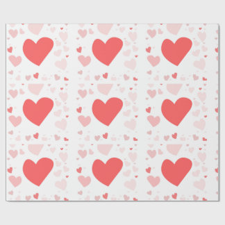 Koraal en blos verspreide harten cadeaupapier