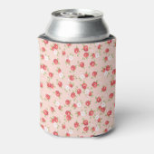 Koraal en Blush  Bloemen Monogram Blikjeskoeler (Blikje Achterkant)