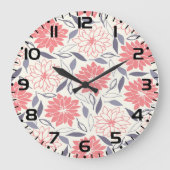 Koraal en Crème Bloemenpatroon Dahlia Grote Klok (Voorkant)