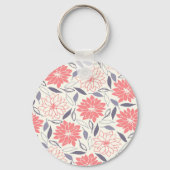 Koraal en Crème Bloemenpatroon Dahlia Sleutelhanger (Achterkant)