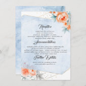 Koraal en Dusty Blue Wedding Informatie Gast Informatiekaartje (Voorkant / Achterkant)