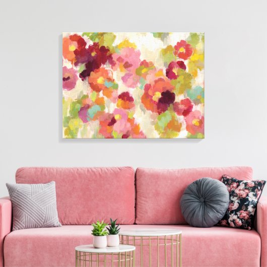 Koraal en Emerald Garden Canvas Afdruk (Insitu (Woonkamer))