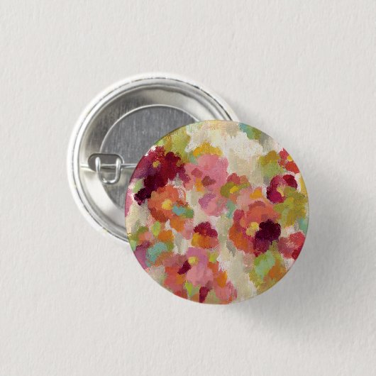 Koraal en Emerald Garden Ronde Button 3,2 Cm (Voorkant /achterkant)