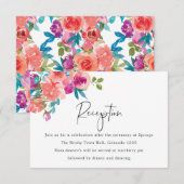 Koraal en Fandango Floral Wedding Reception Informatiekaartje (Voorkant / Achterkant)