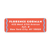 Koraal en Frans Blue Wavy Lijst Etiket (Voorkant)