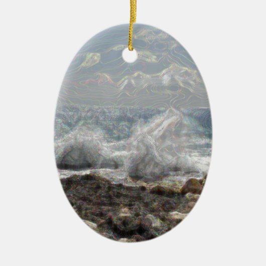 Koraal en golven keramisch ornament (Voorkant)