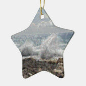 Koraal en golven keramisch ornament (Links)