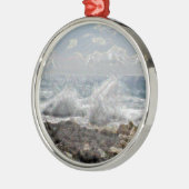 Koraal en golven metalen ornament (Links)