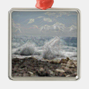 Koraal en golven metalen ornament