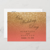 Koraal en Goud Glitters - RSVP Briefkaart (Voorkant / Achterkant)