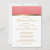 Koraal en gouden harten - repetitie diner kaart (Voorkant)