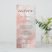 Koraal en Grijs Abstract Brushstrokes Bruiloft Men Menu (Staand voorkant)