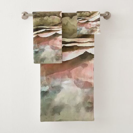 Koraal en grijs artistiek Romantisch Roos Bad Handdoek (Insitu)