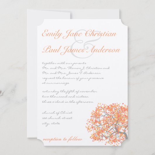 Koraal- en grijze-Romantische - Weddenschap Kaart (Voorkant)