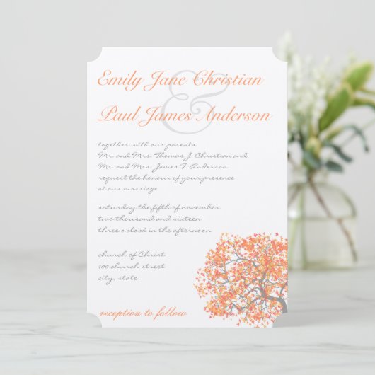 Koraal- en grijze-Romantische - Weddenschap Kaart (Staand voorkant)