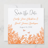 Koraal- en grijze wilde bloemenweduwen save the date (Voorkant)