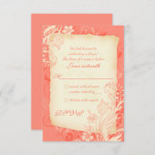Koraal en Ivoor Bloemkaart voor Huwelijksreactie RSVP Kaartje (Voorkant / Achterkant)