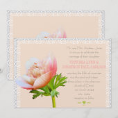 Koraal- en Lace Peony Floral Wedding Kaart (Voorkant / Achterkant)