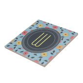 Koraal en Lemon 50s Retro Bloemen Patroon Tegeltje (Zijkant)