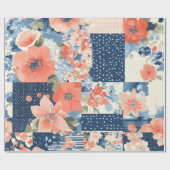 Koraal en Marine Bloemen Patchwork Patchwork Patro Cadeaupapier (Vlak)