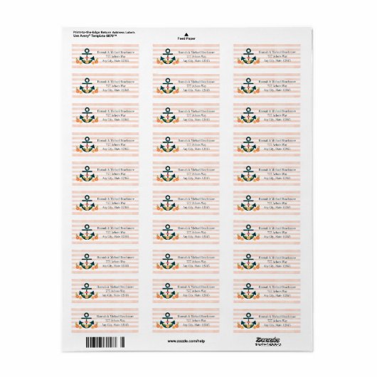 KORAAL EN MARINE NAUTISCHE ANKER BLOEMEN ETIKET (Full Sheet)