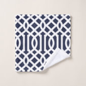 Koraal en marine Trellis Monogram Bad Handdoek (Wasdoekje)