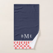 Koraal en marine Trellis Monogram Bad Handdoek (Handdoek)