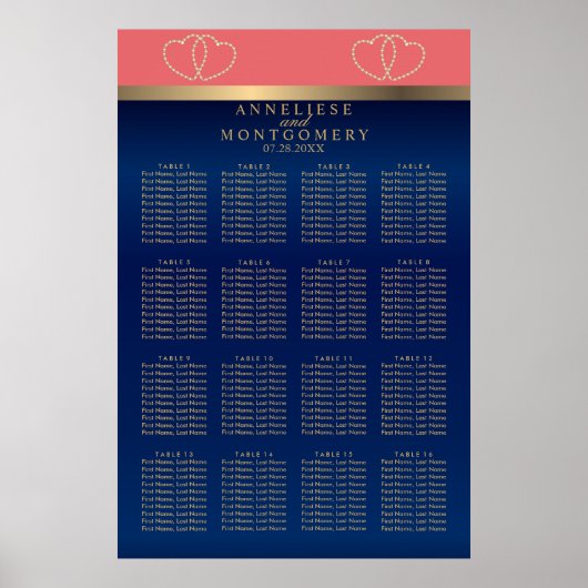 Koraal- en marineluistoorten - 16-zittingsgrafiek poster (Voorkant)